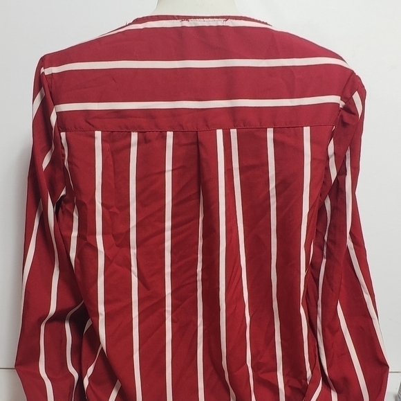 SHEIN Red and White Stripped Long Sleeve Blouse - Picture 4 of 6